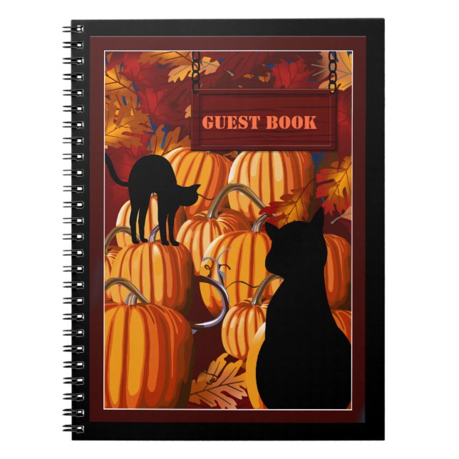 Pumpkin Patch Cats Halloween Party Guest Book (Front)