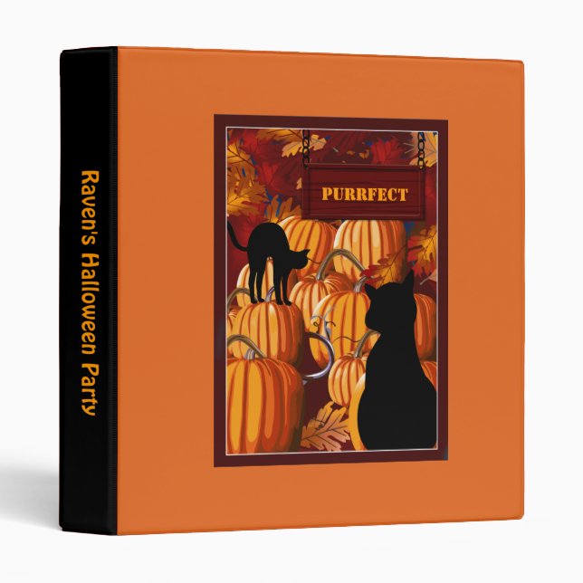 Pumpkin Patch Cats Halloween Party Photo Album Binder (Front/Spine)