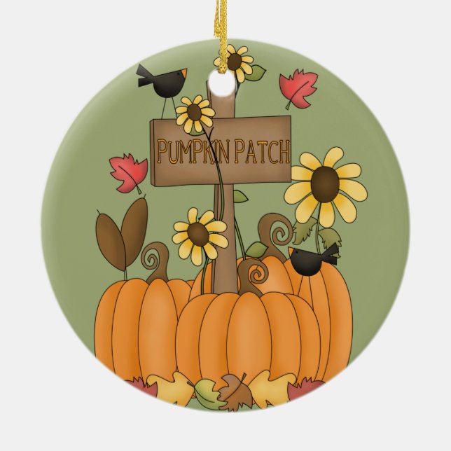 Pumpkin Patch Ceramic Ornament (Back)