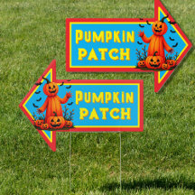 Pumpkin Patch Colorful Directional Farm Sign