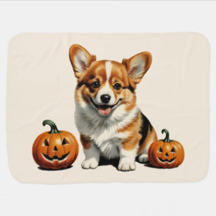 Pumpkin Patch Corgi Baby Blanket