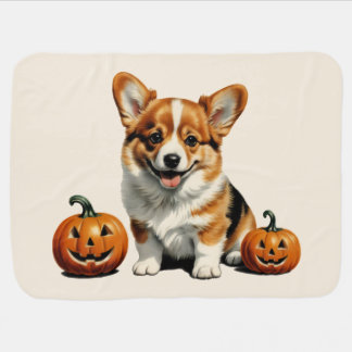 Pumpkin Patch Corgi Baby Blanket