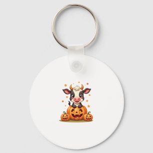 Pumpkin Patch Cow Keychain