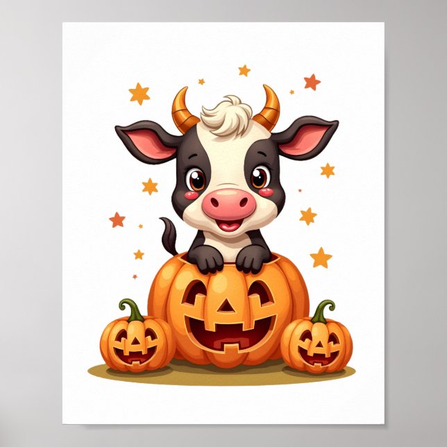 Pumpkin Patch Cow Poster (Front)