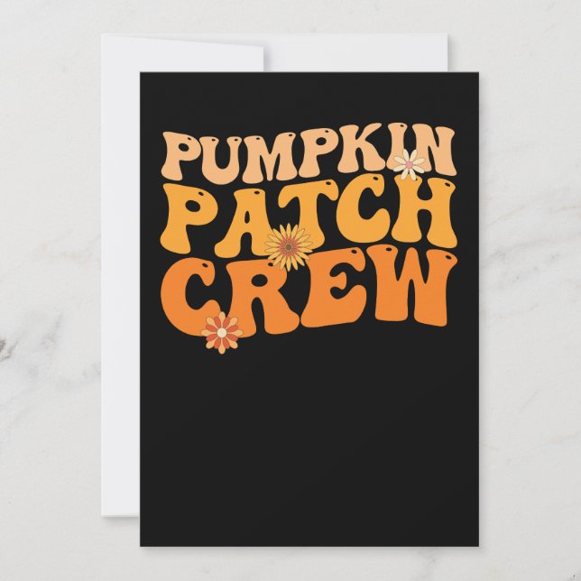 Pumpkin Patch Crew Retro Groovy Fall Autumn Invitation (Front)