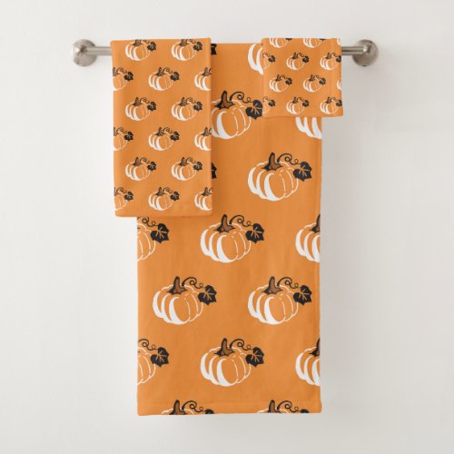 Pumpkin Patch Delight Charming Patterned Pumpkin Bath Towel Set