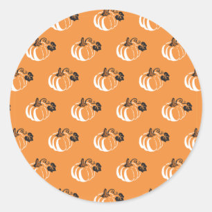 Pumpkin Patch Delight: Charming Patterned Pumpkin Classic Round Sticker