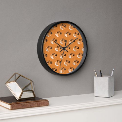 Pumpkin Patch Delight Charming Patterned Pumpkin Clock