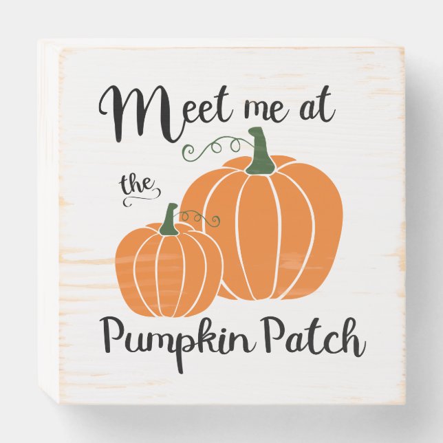 Pumpkin Patch Fall Autumn Thanksgiving Farmhouse Wooden Box Sign (Front Horizontal)