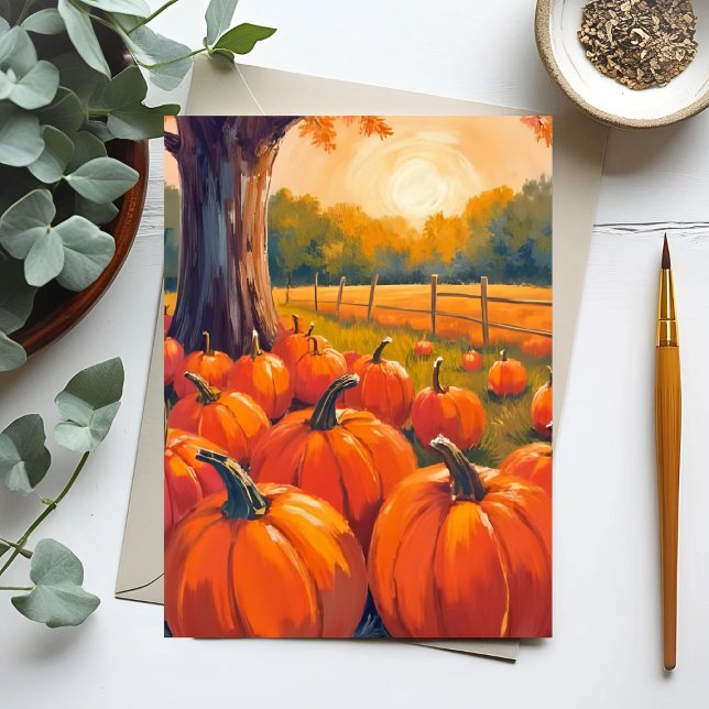 Pumpkin Patch | Fall Orange Watercolor Autumn Postcard (Creator Uploaded)