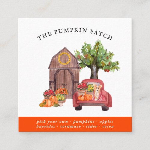 Pumpkin Patch Family Farm Vintage Truck Fall Square Business Card