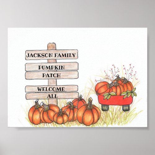 Pumpkin Patch Family Name Poster