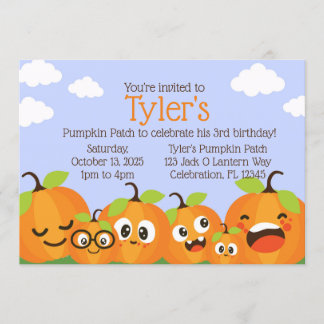 Pumpkin Patch Farm Kids Birthday Invitation