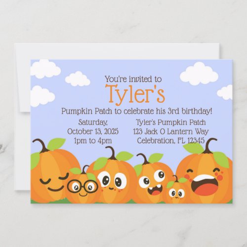Pumpkin Patch Farm Kids Birthday Invitation