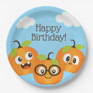 Pumpkin Patch Farm Kids Birthday Paper Plates