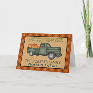 Pumpkin Patch Farm Rustic Fall Plaid Vintage Truck Holiday Card