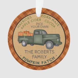 Pumpkin Patch Farm Rustic Fall Plaid Vintage Truck Ornament