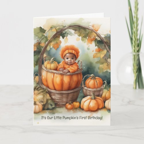 Pumpkin Patch First Birthday Celebration Note Card