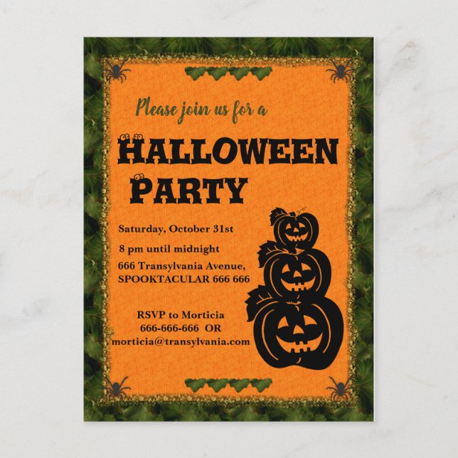 Pumpkin Patch Halloween Invitation Postcard (Front)