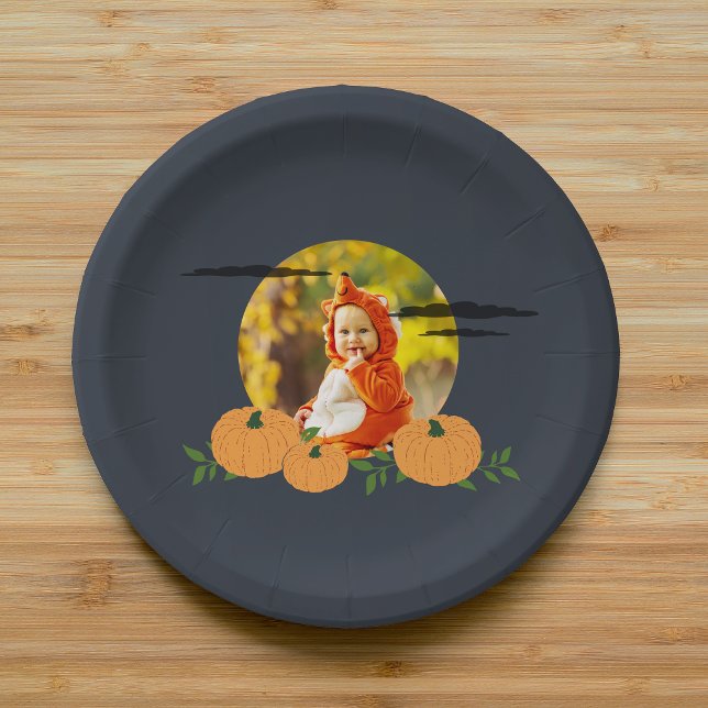Pumpkin Patch Halloween Photo Paper Plates (Creator Uploaded)