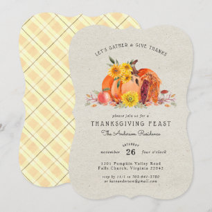 Pumpkin Patch Harvest Thanksgiving Dinner Party Invitation