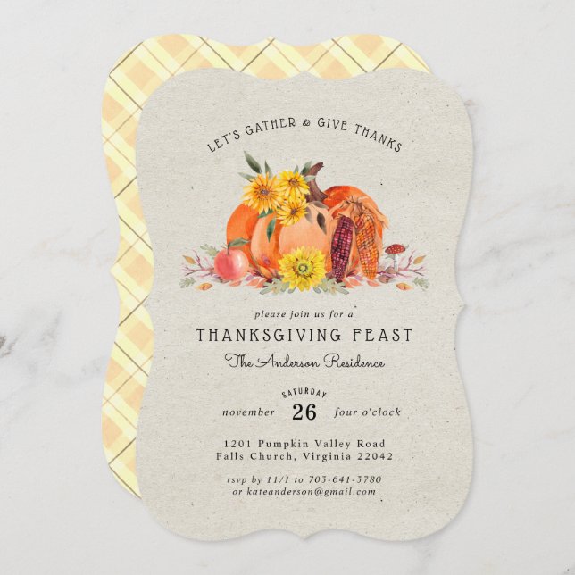 Pumpkin Patch Harvest | Thanksgiving Dinner Party Invitation (Front/Back)