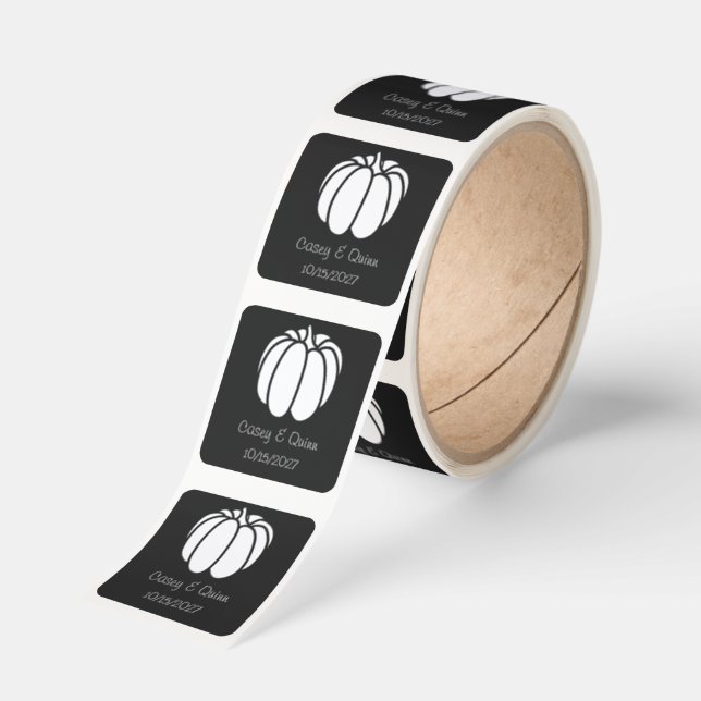 Pumpkin Patch in Black Wedding Square Sticker (Roll)