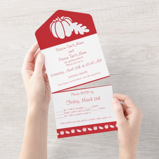 Pumpkin Patch in Cherry  All In One Invitation (Tearaway)