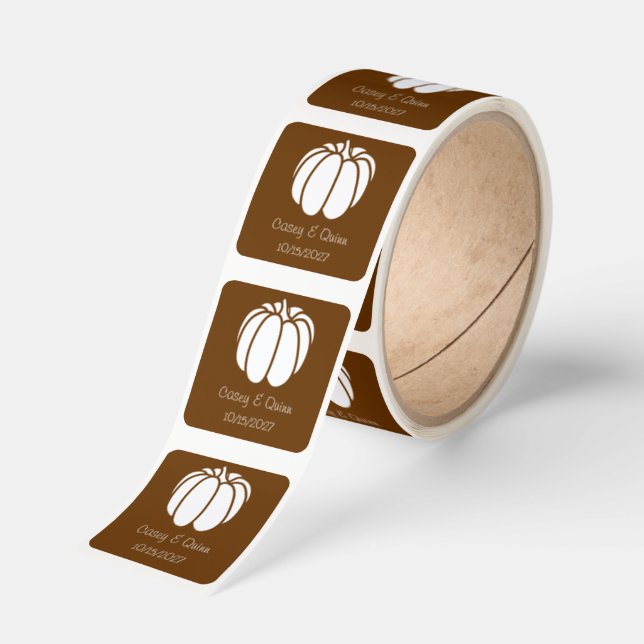 Pumpkin Patch in Chocolate Wedding Square Sticker (Roll)
