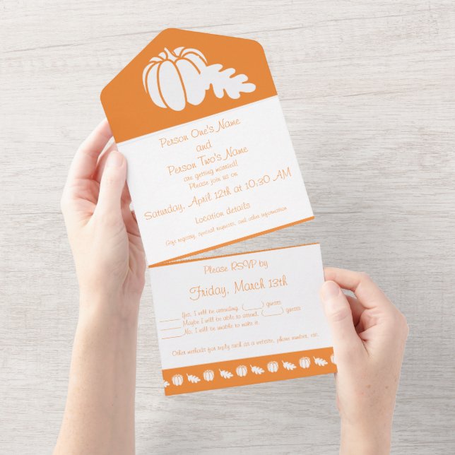 Pumpkin Patch in Orange All In One Invitation (Tearaway)