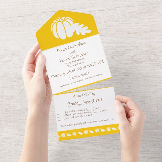 Pumpkin Patch in Yellow All In One Invitation (Tearaway)