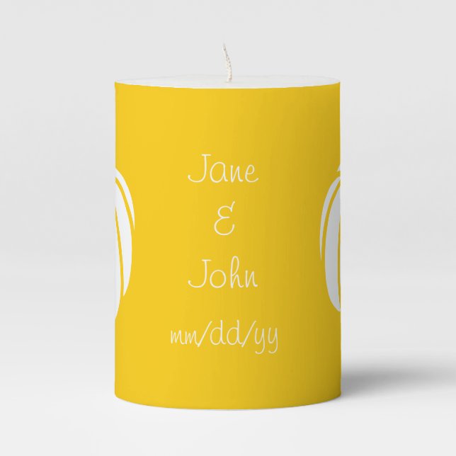 Pumpkin Patch in Yellow  Pillar Candle (Front)
