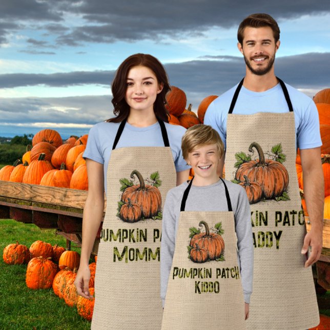 Pumpkin Patch Kiddo Halloween Faux Burlap  Apron (3 sizes available, personalize text to your message or name!)