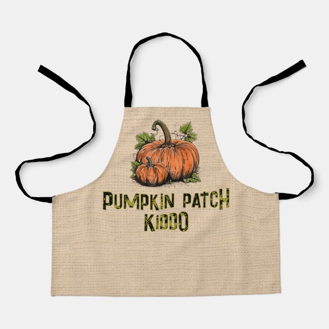 Pumpkin Patch Kiddo Halloween Faux Burlap  Apron (Front)