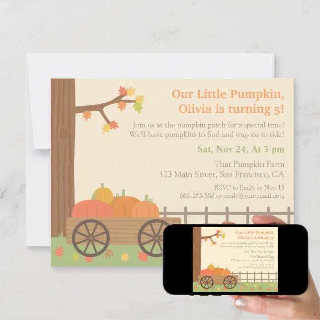 Pumpkin Patch Kids Birthday Party Invitations | Zazzle