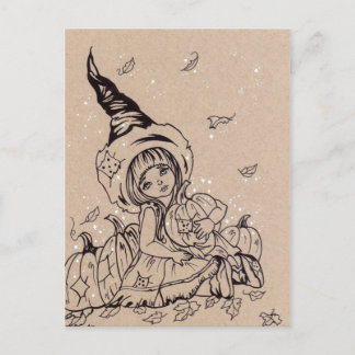 Pumpkin Patch Little Witch Halloween Postcard