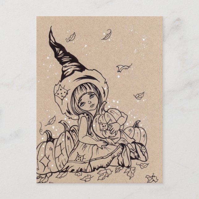 Pumpkin Patch Little Witch Halloween Postcard (Front)