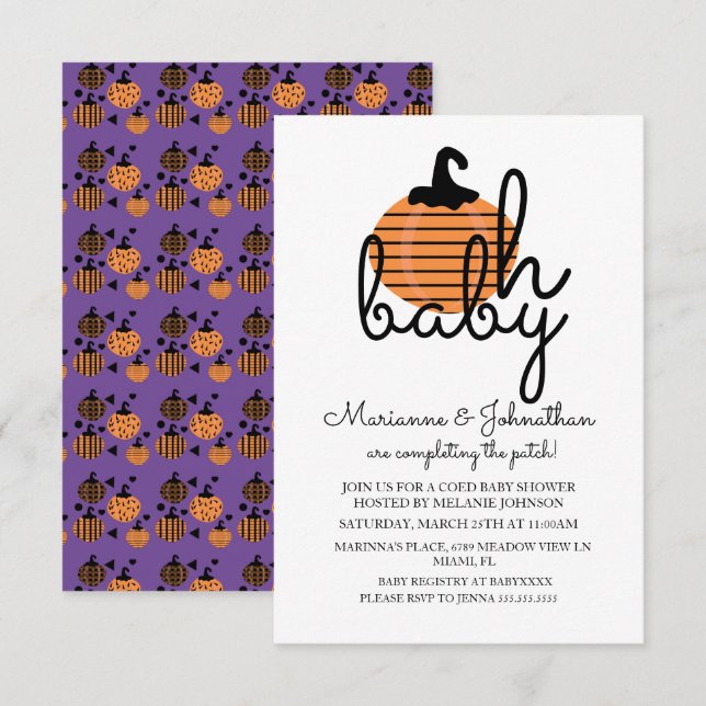 Pumpkin Patch Oh Baby Pumpkins Baby Shower Invitation (Front/Back)