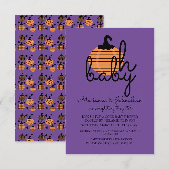 Pumpkin Patch Oh Baby Pumpkins Baby Shower Invitation (Front/Back)