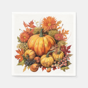 Pumpkin Patch Panorama: Foliage and Florals Napkins