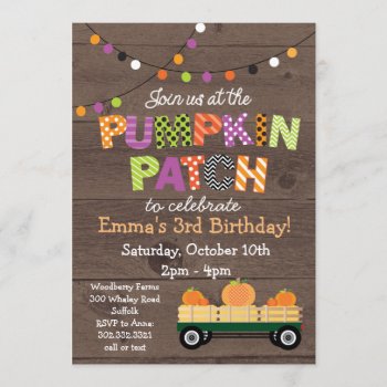 Pumpkin Patch Party Invitation by modernmaryella at Zazzle