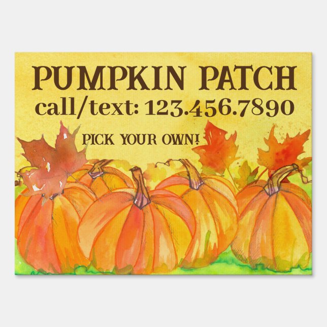 Pumpkin Patch Pick Your Own Small Farm Business Sign (Front)