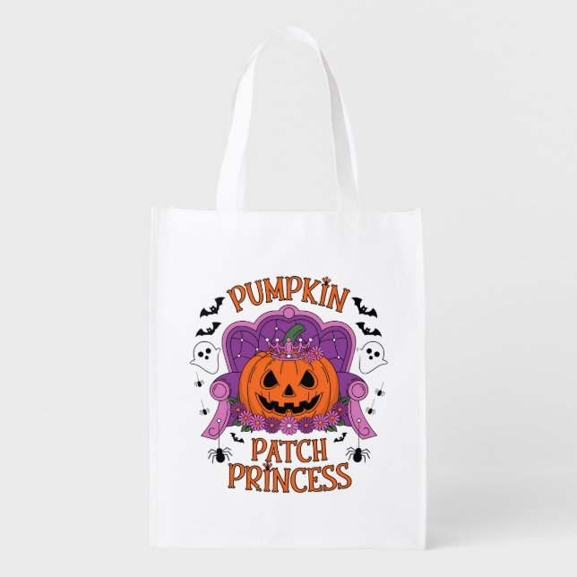 pumpkin patch princess, halloween grocery bag (Front)