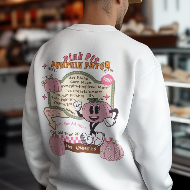 Pumpkin Patch Pumpkin Picking - Pink Pumpkin  Sweatshirt (This item is for display purposes only to illustrate the design element. )