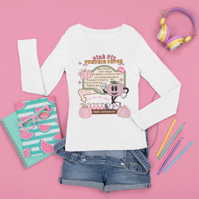 Pumpkin Patch Pumpkin Picking - Pink Pumpkin  Tri-Blend Shirts (This item is for display purposes only to illustrate the design element. )