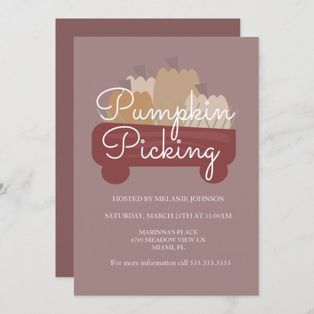 Pumpkin Patch Pumpkins Picking Flyer Invitation (Front/Back)