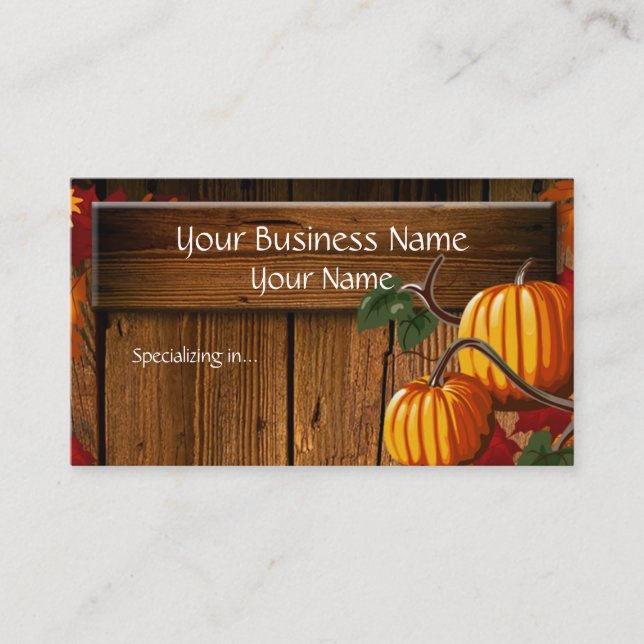 Pumpkin Patch Rustic Business Card (Front)