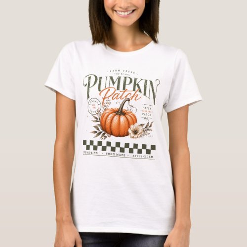 Pumpkin Patch rustic cozy autumn floral retro T-Shirt