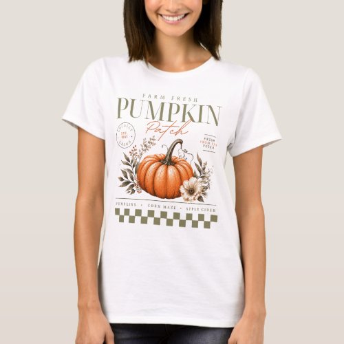 Pumpkin Patch rustic cozy autumn floral retro T-Shirt