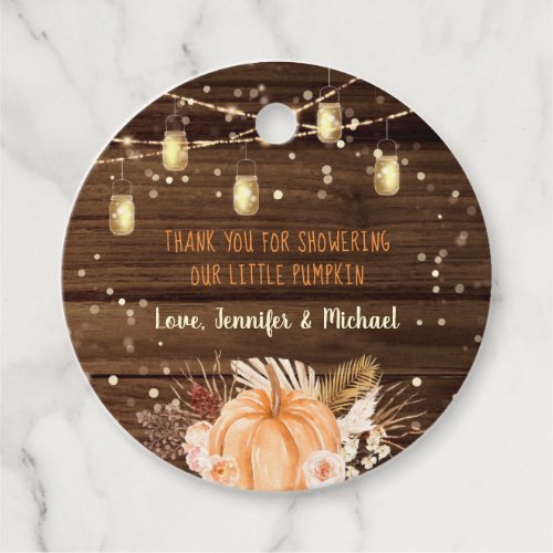 Pumpkin Patch Rustic String Lights Baby Shower  Favor Tags